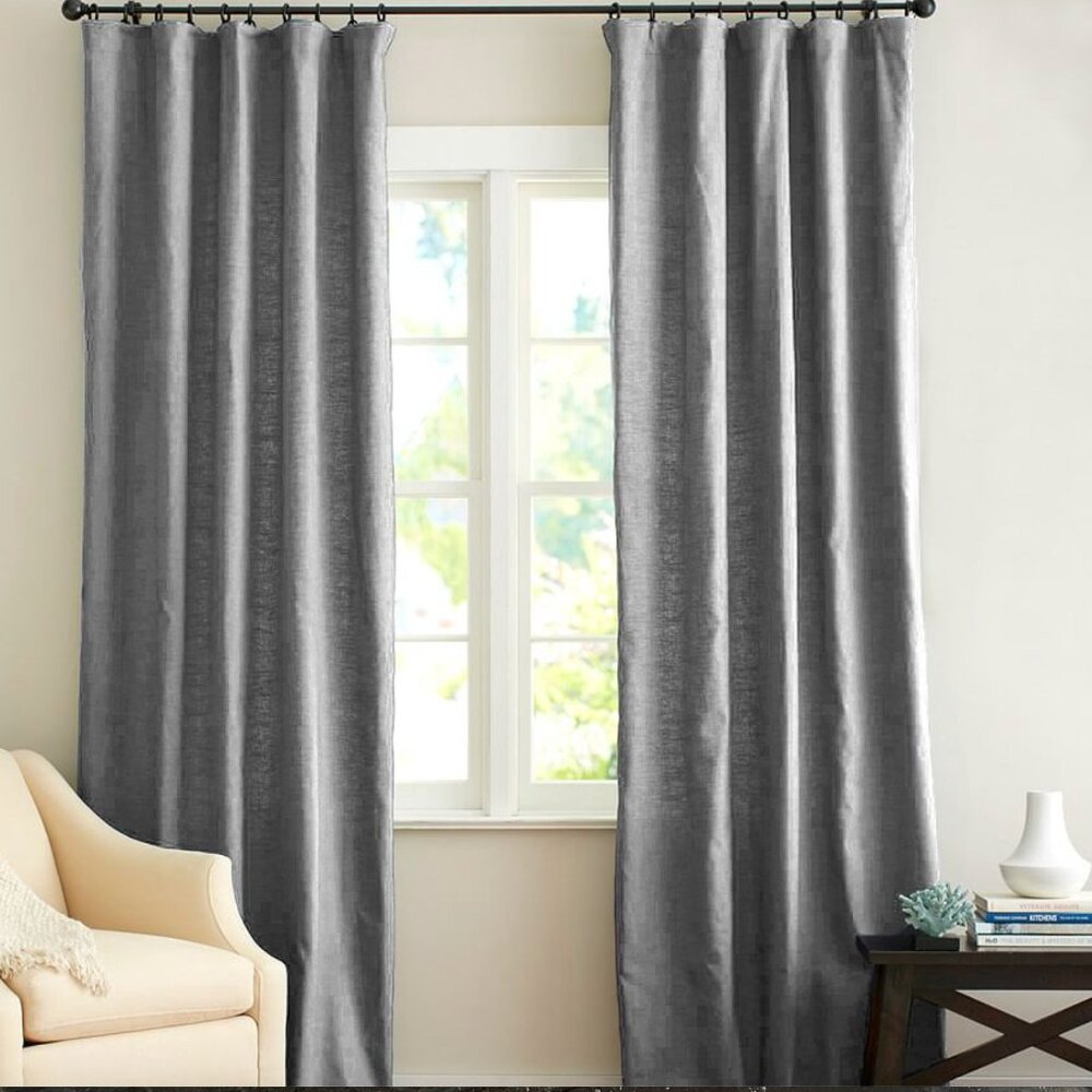 Practically Brand New West Elm Linen Curtains-w/ Blackout lining Grey- Set of 2